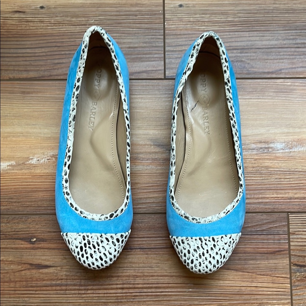 Poppy Barley Blue and White Ballet Flats